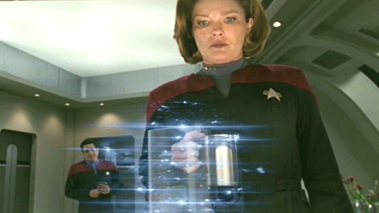 Captain Janeway using a food replicator in "Star Trek: Voyager"