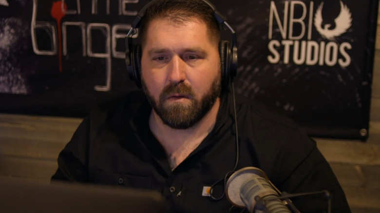 Bob Ruff with podcast equipment in Web of Death