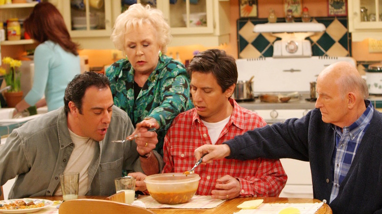 The Barones crowd around some spaghetti in "Everybody Loves Raymond"