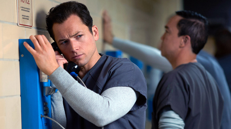 Jimmy on the phone in prison in Black Bird