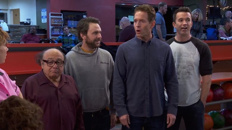 Frank, Charlie, Dennis, and Mac at a bowling alley on It's Always Sunny in Philadelphia