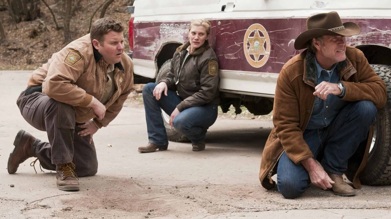 Walt, Branch and Cady hide under fire in "Longmire"