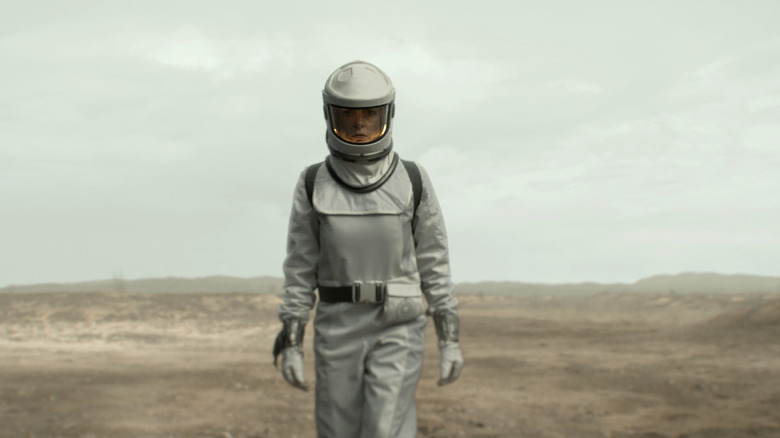 Juliette in a protective suit in Silo
