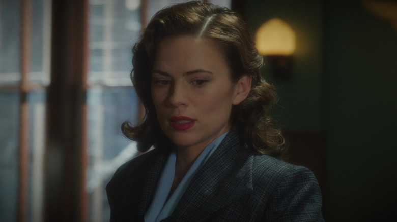 Carter looking down nervously in "Agent Carter" (2015-2016)