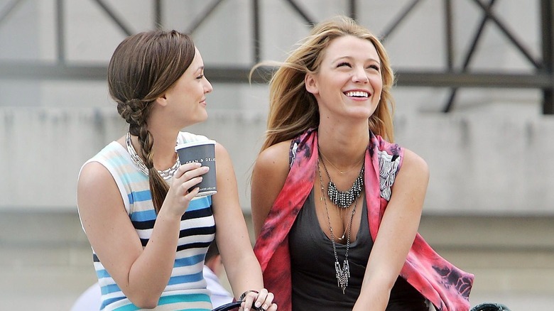 Blair and Serena laughing on the Met steps in Gossip Girl