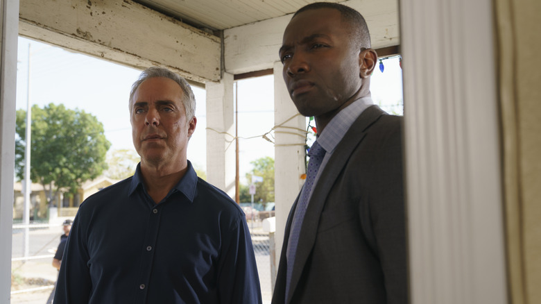 Harry Bosch and Jerry Edgar standing in a doorway on Bosch
