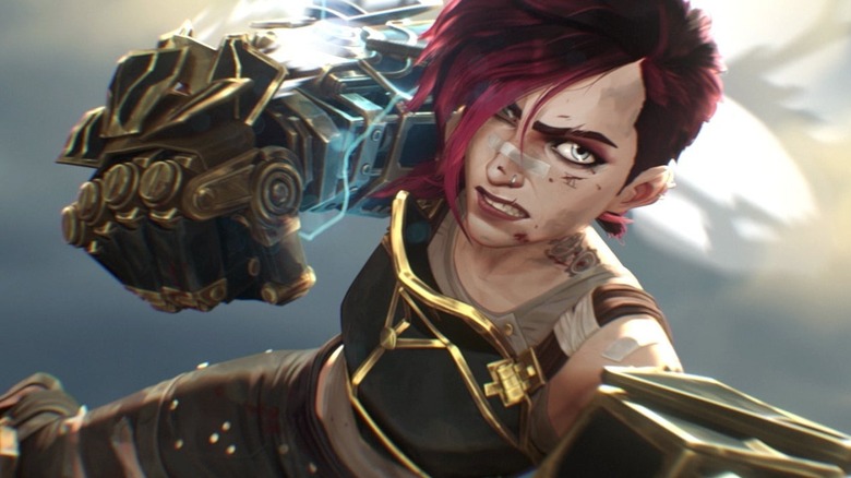 Vi powering up her gauntlet in Arcane (2021)