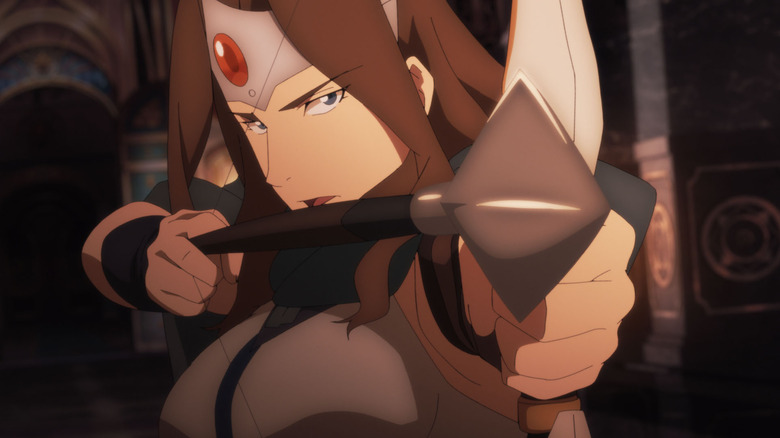 Princess Mirana readying an arrow in Dota: Dragon's Blood (2021)
