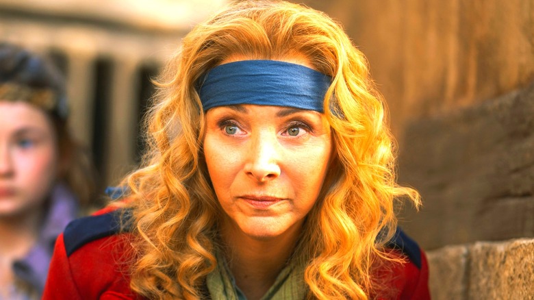 Penelope the thief with blue headbang in Time Bandits (2024)