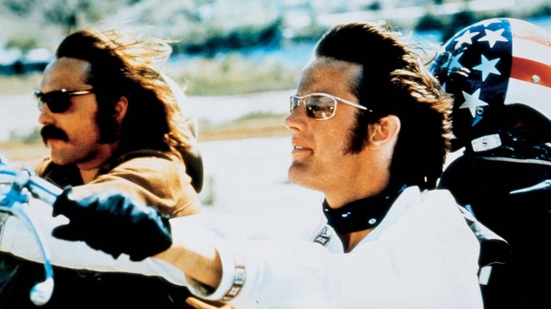 The leads of Easy Rider out on the road (1969)