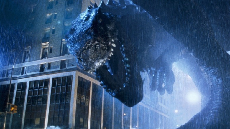 Zilla turning around to roar in Godzilla (1998)