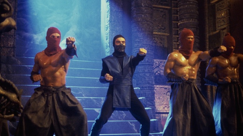 Sub-Zero striking a pose with two accomplices in 1995's "Mortal Kombat"
