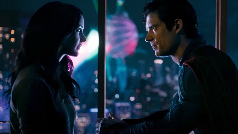 Lois Lane and Superman sharing a tender moment in Superman (2025)