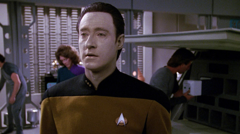 Data in a cargo bay in "Star Trek: The Next Generation"
