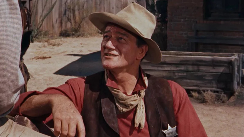 Sheriff John T. Chance looks up in Rio Bravo (1959)