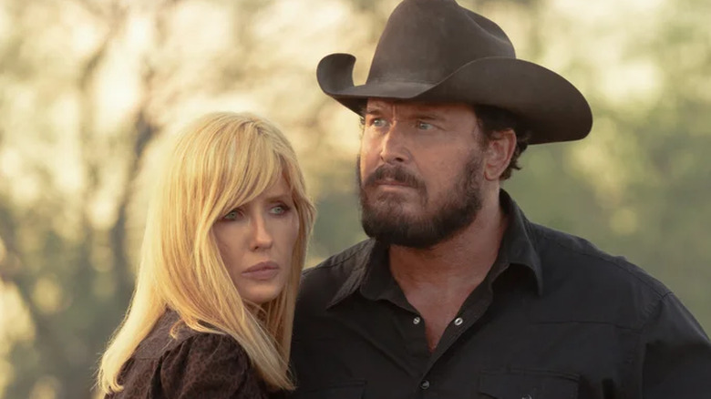 Beth Dutton and Rip Wheeler on their ranch on 
