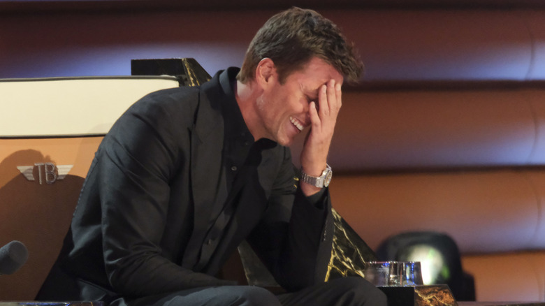Tom Brady laughing on "The Greatest Roast of All Time: Tom Brady" (2024)