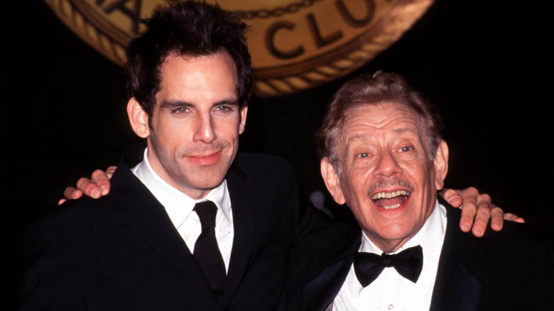 Jerry Stiller smiling with Ben Stiller at the New York Friars Club