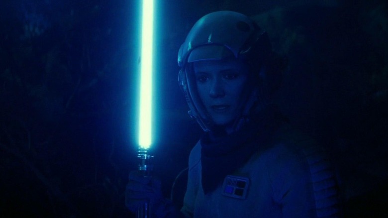 Digitally de-aged Leia in a Star Wars: The Rise of Skywalker flashback (2019)