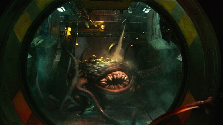 A Rathtar in its container in Star Wars: The Force Awakens