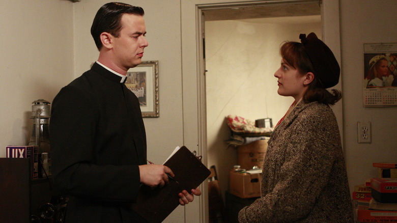 Father Gill talking sternly to Peggy in Mad Men