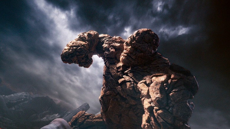 Ben Grimm/The Thing preparing to unleash a rocky punch in Fantastic Four (2015)