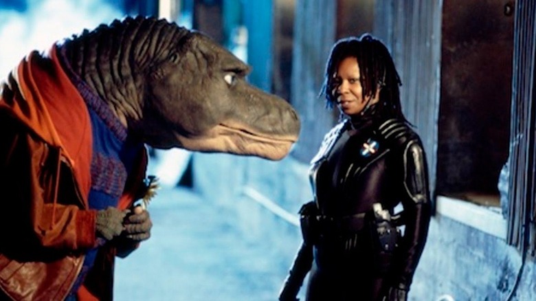 Theodore Rex and Katie Coltrane bickering in Theodore Rex (1995)