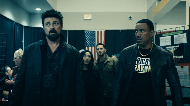 An annoyed Mother's Milk looks at Billy Butcher in "The Boys" (2019)