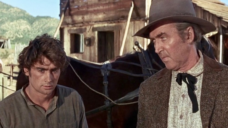 Johnny Cobb shooting an accusatory look at a young man in in Firecreek (1968)