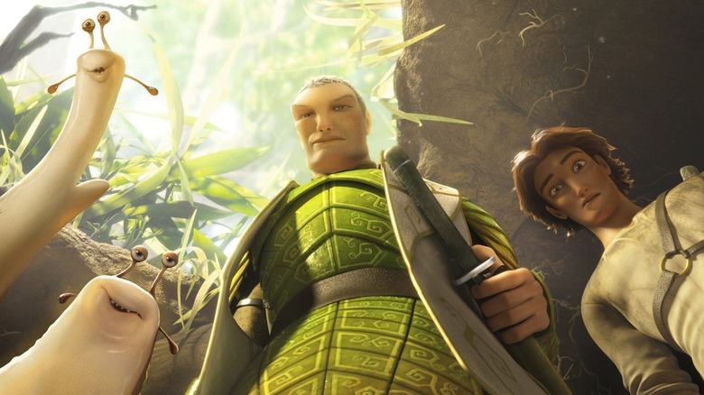 Four characters looking down at Mary Katherine in "Epic"