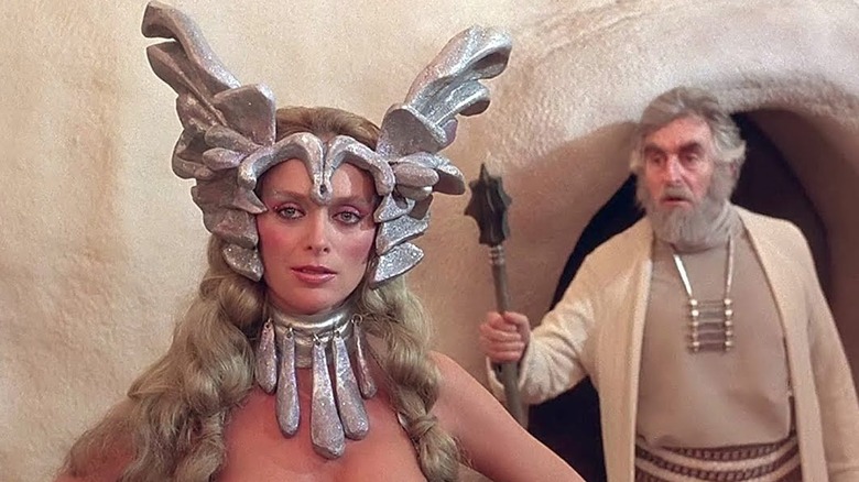 Saint-Exmin and Zed the Corsair share a tense moment in "Battle Beyond the Stars" (1980)