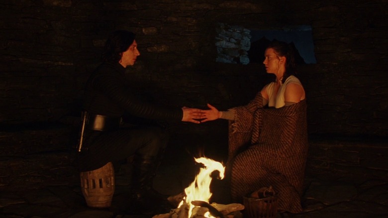 Kylo Ren and Rey communicating via The Force in 