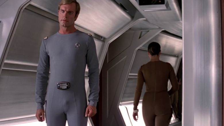 A Starfleet officer in a tight uniform in Star Trek: The Motion Picutre (1979)