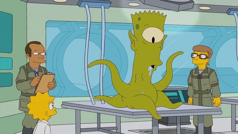 Bart waking up in his alien body in Treehouse of Horror XXII (2011)