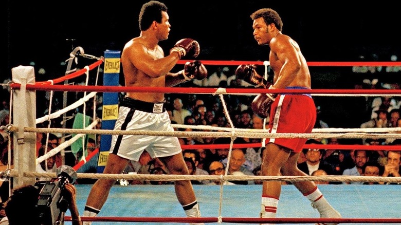 Muhammad Ali and George Foreman boxing