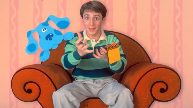 Steve sits on a chair