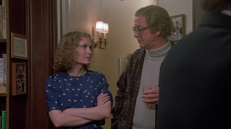 Mia Farrow and Michael Caine smiling