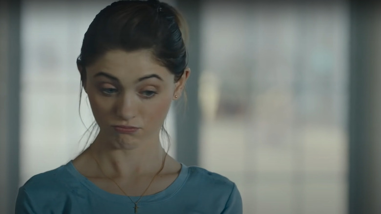 Natalia Dyer scrunching up face