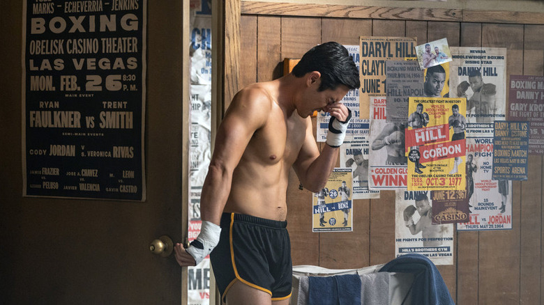 Raymond Lee stressed in boxing gear