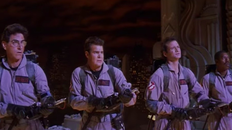 The Ghostbusters wielding their proton packs