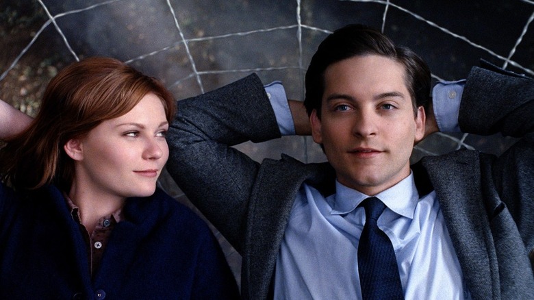 MJ lying on spider web with Peter