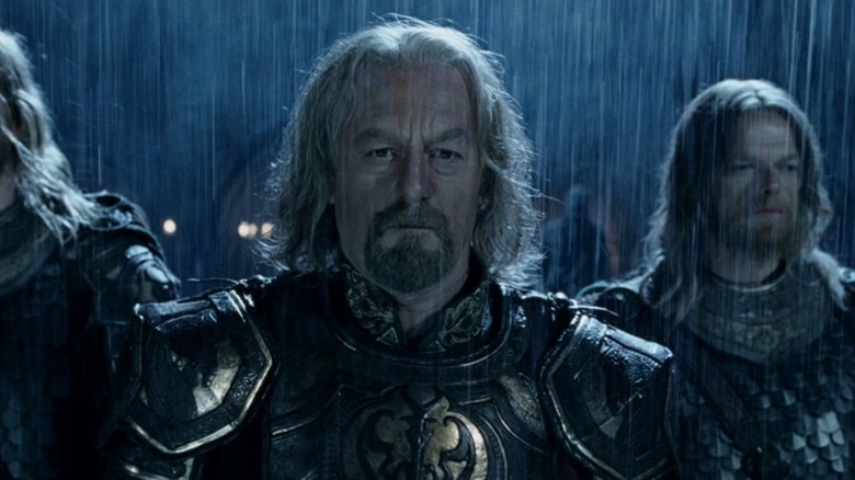King Théoden of Rohan standing in the rain in Lord of the Rings: The Two Towers (2002)