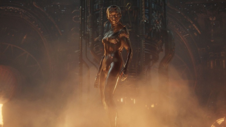 Silver Surfer preparing to chase her foes in "The Fantastic Four: First Steps" (2025)