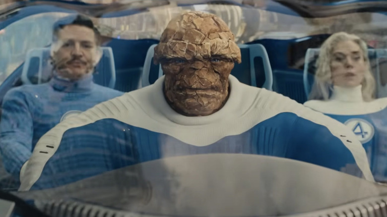 Ben Grimm piloting his friends into battle in "The Fantastic Four: First Steps" (2025)