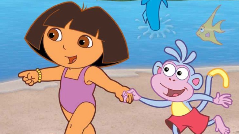 Dora and Boots on the beach