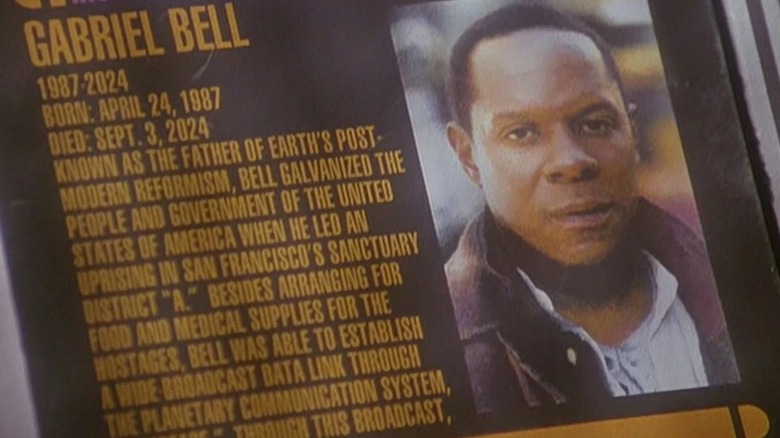 A screen showing Captain Sisko as Gabriel Bell in "Star Trek: Deep Space Nine"