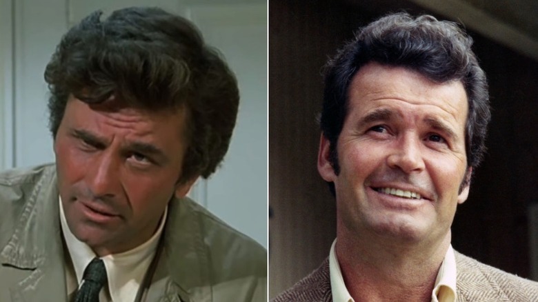 Columbo asks one more thing in "Columbo"; Jim Rockford smiles in "The Rockford Files"