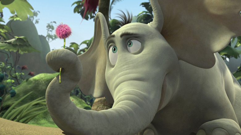 Horton admiring a flower