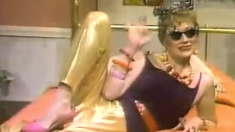 Ethel trying on some '80s garbs in the Down to Earth theme song (1984)
