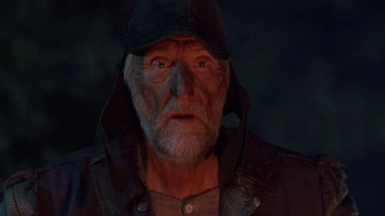 Homeless man looking at Blob in shock in 'The Blob' (1988)